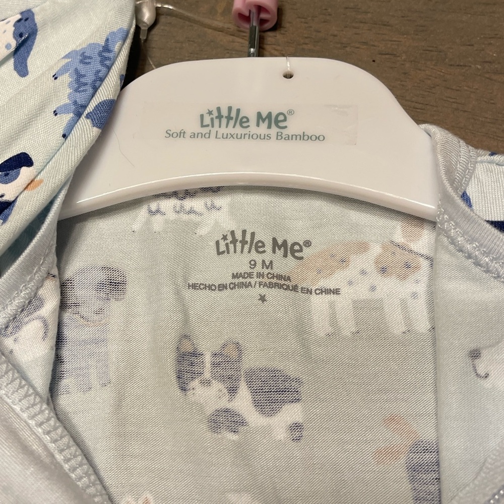 🐶 NEW! • Little Me • Bamboo Sleeper with Hat | Size: 9 months - Picture 3 of 7